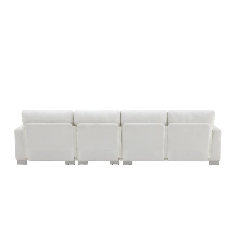 119" Oversized L-Shaped 5-Seater Sectional with Chaise and 2 Pillows for Living Room, Apartment, or Office