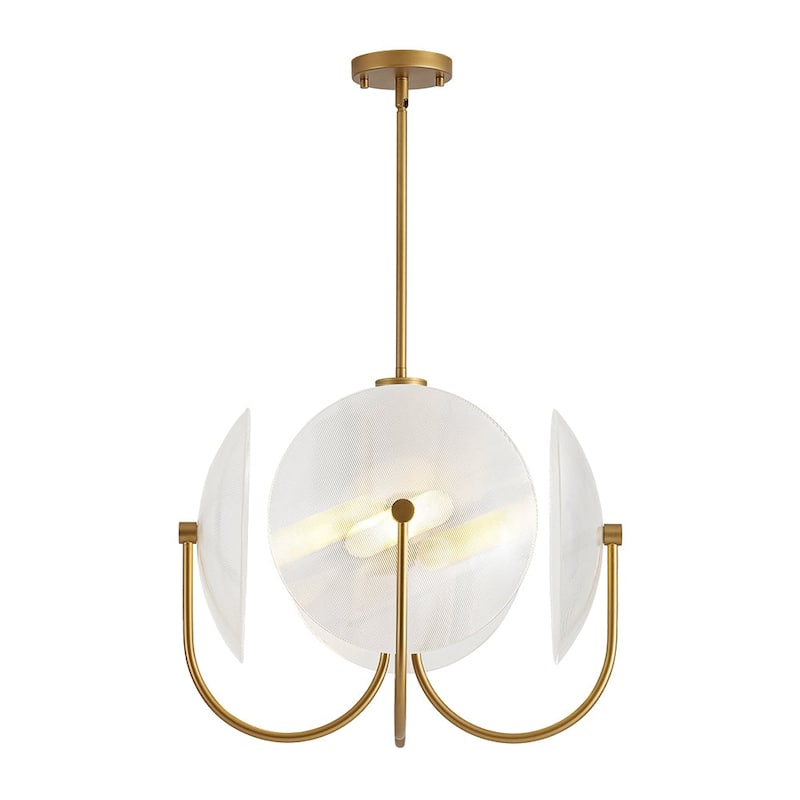 Designer 4-Light White Glass Disc Sphere Sputnik Chandelier 20in