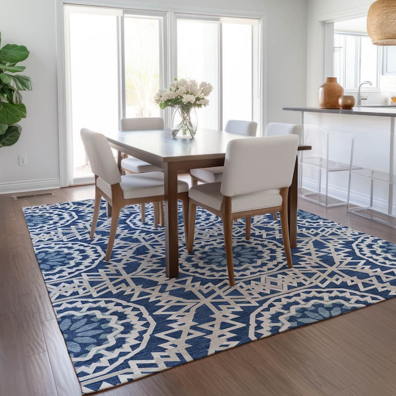Machine Washable Indoor/ Outdoor Chantille Boho Global Rug