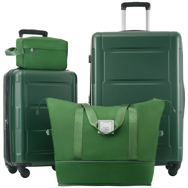Luggage Sets 2 Piece Suitcases, ABS Hardshell Luggage with TSA Lock and Bags Expanable Spinner Wheels, Durable Travel Luggage - Green