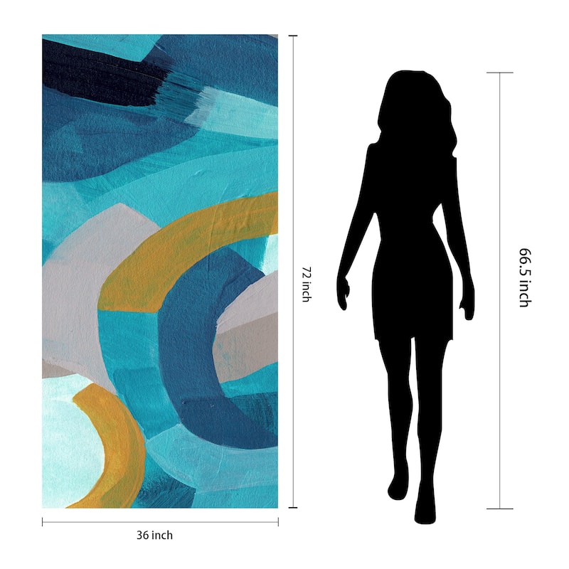 "Puzzle Blues B" Frameless Free Floating Tempered Glass Panel Graphic Wall Art