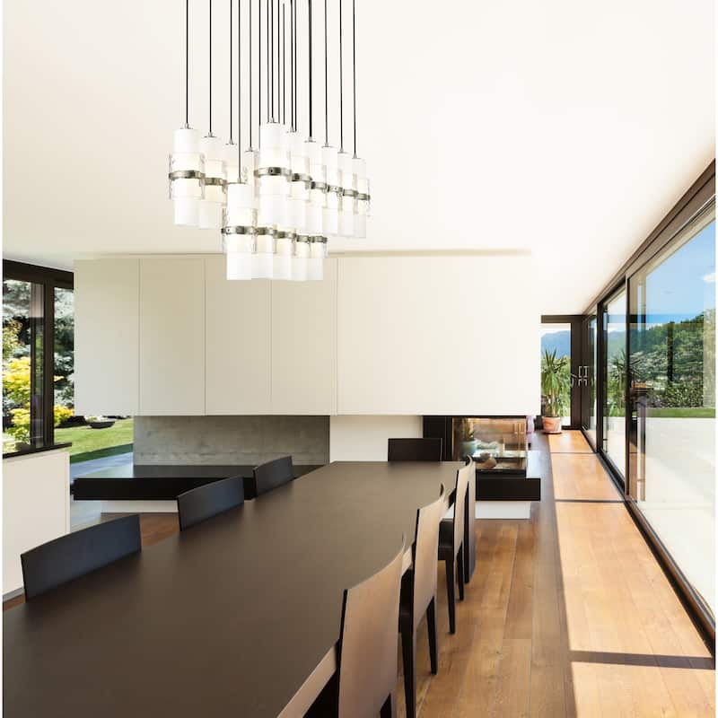Cayden 17 Light Linear Chandelier in Brushed Nickel - Brushed Nickel