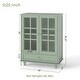 preview thumbnail 3 of 16, Anmytek Mint Green Vintage Glass Door Cabinet Kitchen Buffet Sideboard Living Room Display Storage