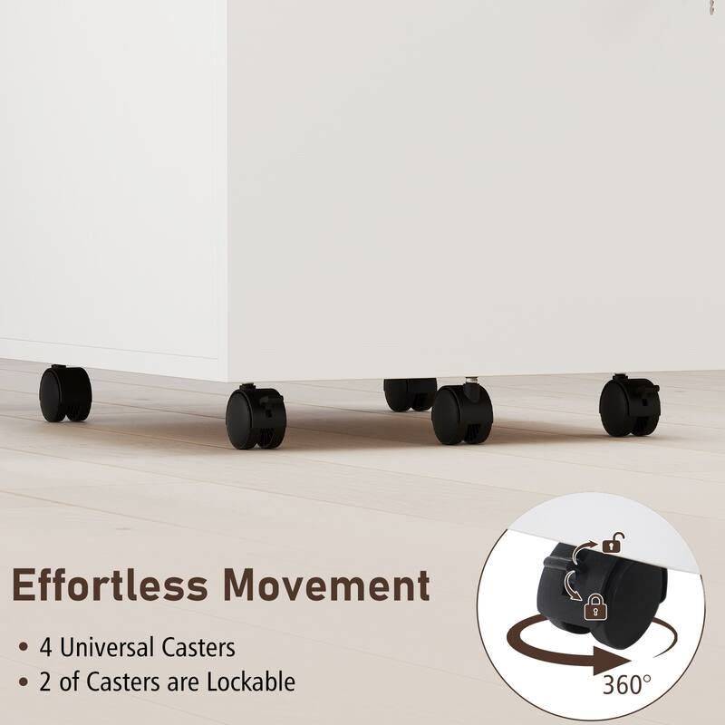 Gymax 3-Drawer File Cabinet Rolling File Organizer w/ Lock & 4 Keys