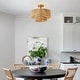 preview thumbnail 4 of 19, Bohemian 3-Light Antique Gold Natural Jute Rope Drum Semi-Flush Mount Ceiling Light - 15.4" W x 12.6" H
