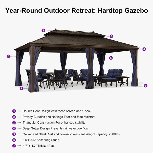 爆買い 英語 PURPLE LEAF Steel Galvanized Frame Aluminum Gazebo Outdoor 文房具・ステーショナリー