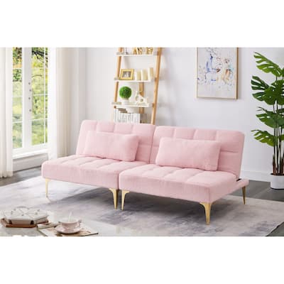 Convertible Sofa Bed with Teddy Fabric, Freely Configurable Sections