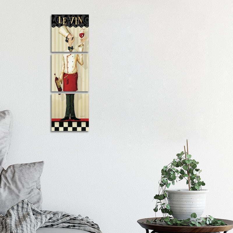 iCanvas "Chef's Masterpiece I (Le Vin)" by Lisa Audit 3-Piece Canvas Wall Art Set - 36x12x1.5