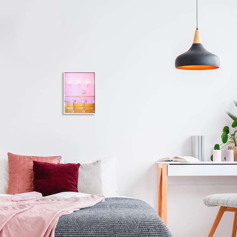 Stupell Pastel Pink Diner Framed Giclee Art Design by LISH Creative