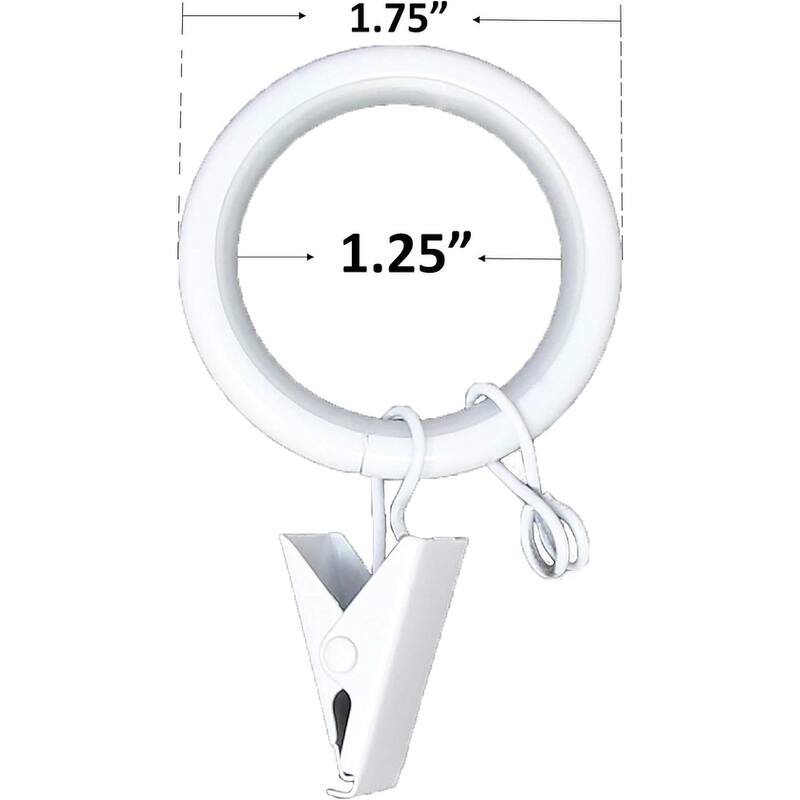 8PCS 1.25" Drapery Curtain Rod Rings for 1" Rod with Clips