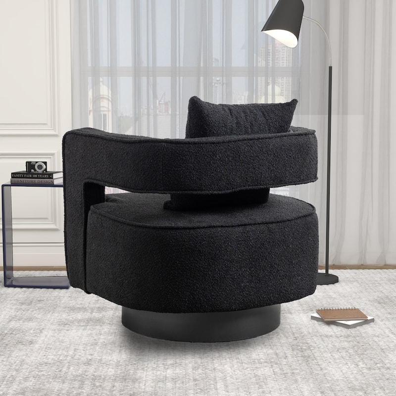 29.0"W Swivel Accent Open Back Chair Modern Comfy Sofa Chair With Base For Nursery Bedroom Living Room Hotel Office