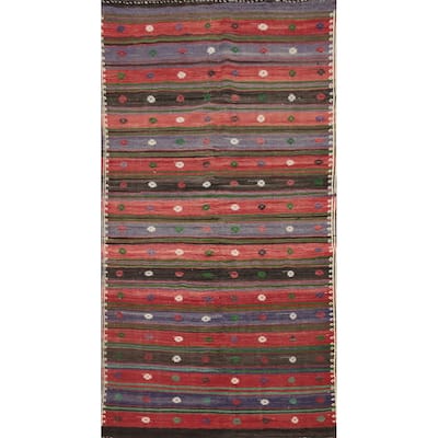 Hand Woven Oriental 100% Wool Carpet Southwestern Tribal Multi-Colored Kilim Area Rug - 9' 9'' X 4' 10''