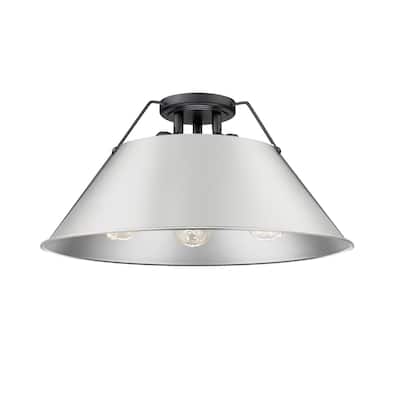 Orwell 3-Light Flush Mount in Matte Black with Pewter