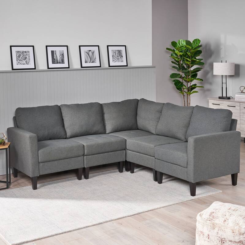Zahra Modern Fabric 5-piece Sofa Sectional by Christopher Knight Home