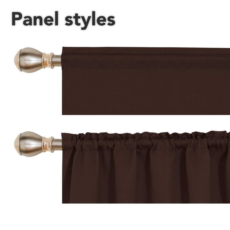 Rod Pocket Solid Window Valance for Kitchen (2 Panels)