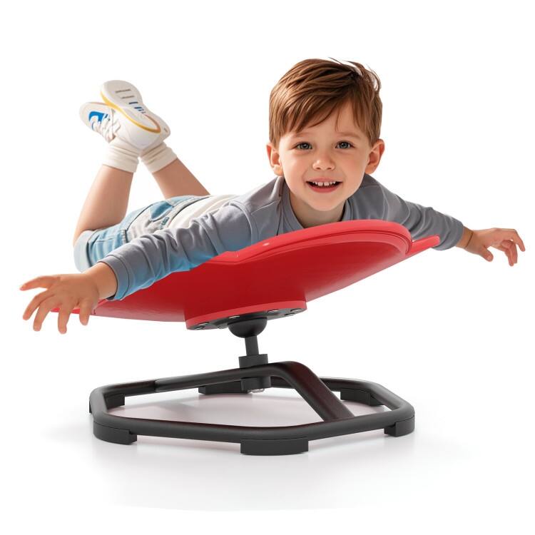 PP Spinning Sensory Swivel Chair with Metal Base and Elephant Design for Kids - 21" L x 19.5" W x 10" H - Red