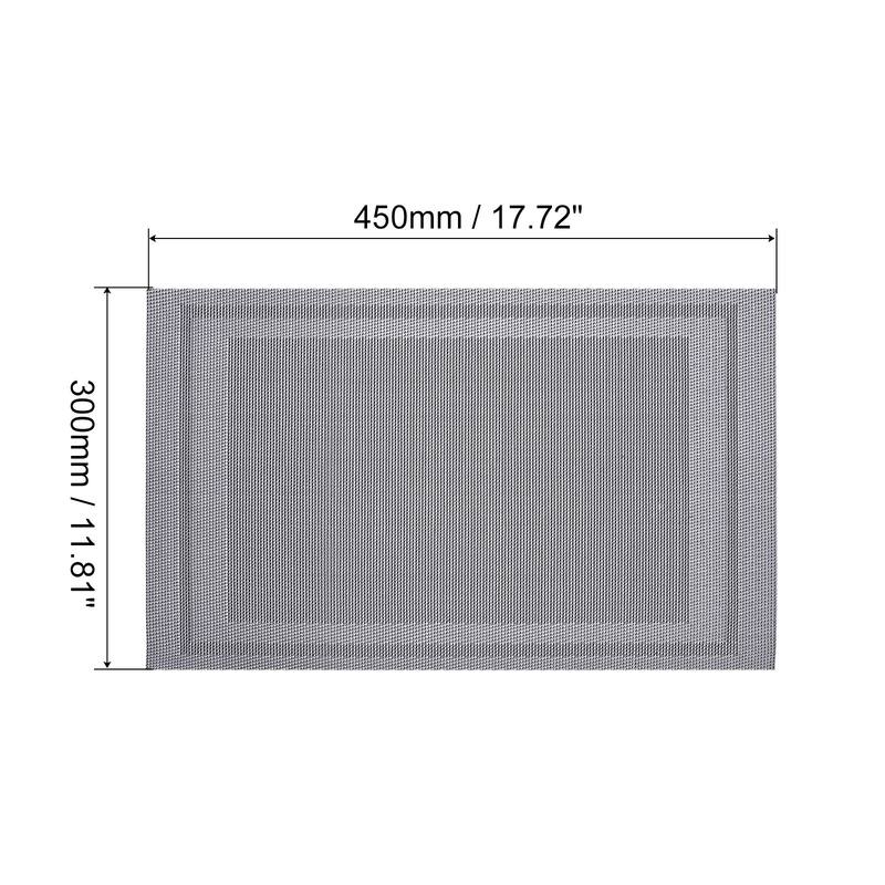 Place Mats, 450x300mm Table Mats Set of 8 PVC Washable Woven Placemat - Silver Tone