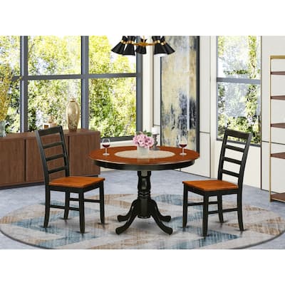 Gothic Kitchen Table Set - Round Dining Table & Chairs - 5 Piece Dinette Set - Black Finish