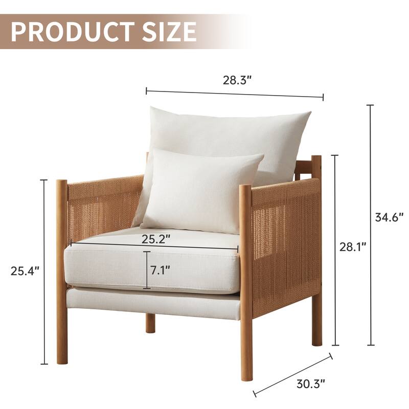 Accent Chair with Braid Wood Arm