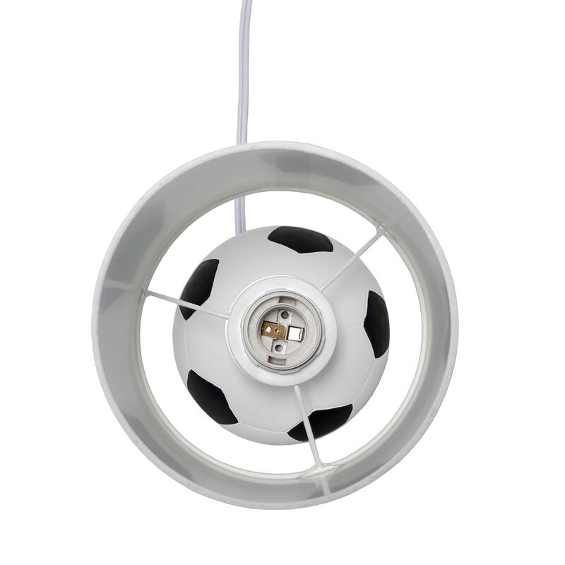 10.7 in. White and Black Finish Soccer Ball Table Lamp with White Shade, Sturdy Table Lamp for Living Rooms and Bedrooms