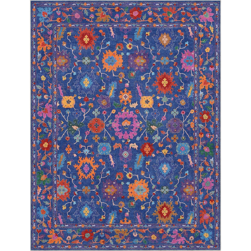 Well Woven Ushak Bodrum Modern Vibrant Floral Flat-Weave Area Rug