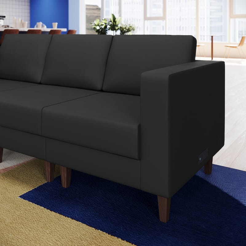 Commercial Modular Right Arm Chair with AC/USB/USB-C Chargers - 28.25"W x 31.5"D x 31.75"H