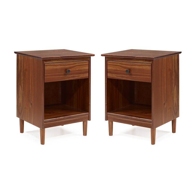 Walker Edison Bullrushes 1-Drawer Solid Wood Nightstand (Set of 2)