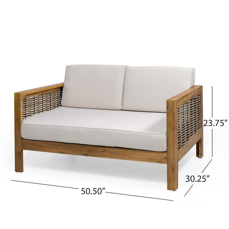 Linwood 4-piece Acacia Wood Patio Chat Set by Christopher Knight Home