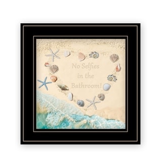 TrendyDecor4U Traditional "No Selfies in the Bathroom - Sea" Framed Print Wall Art