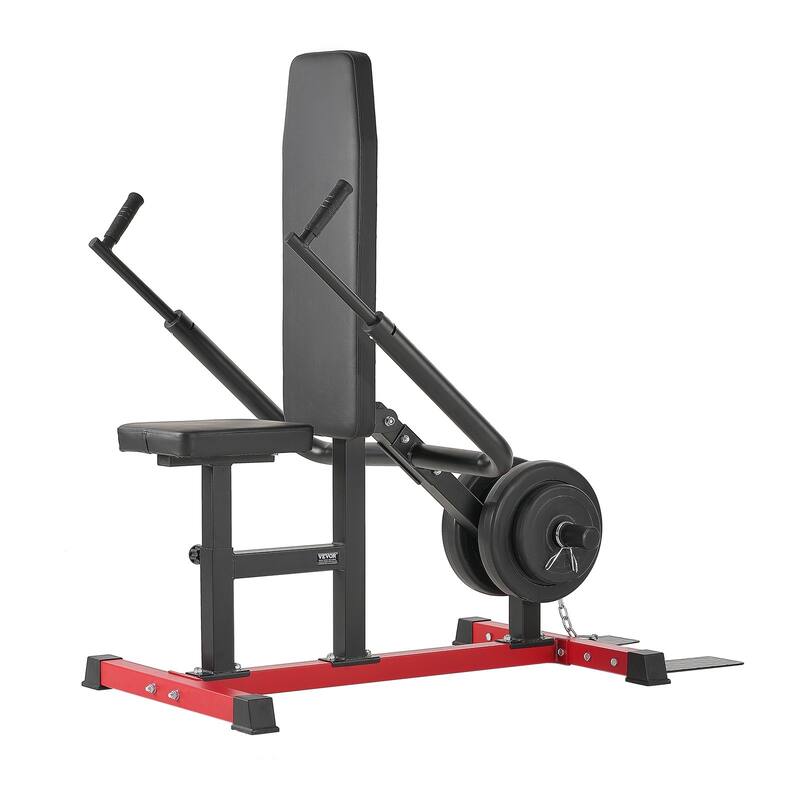 Black-Red Multi-Function Seated Dip Machine with Adjustable Grip Handles for Triceps Chest and Biceps - 55” x 27” x 51”