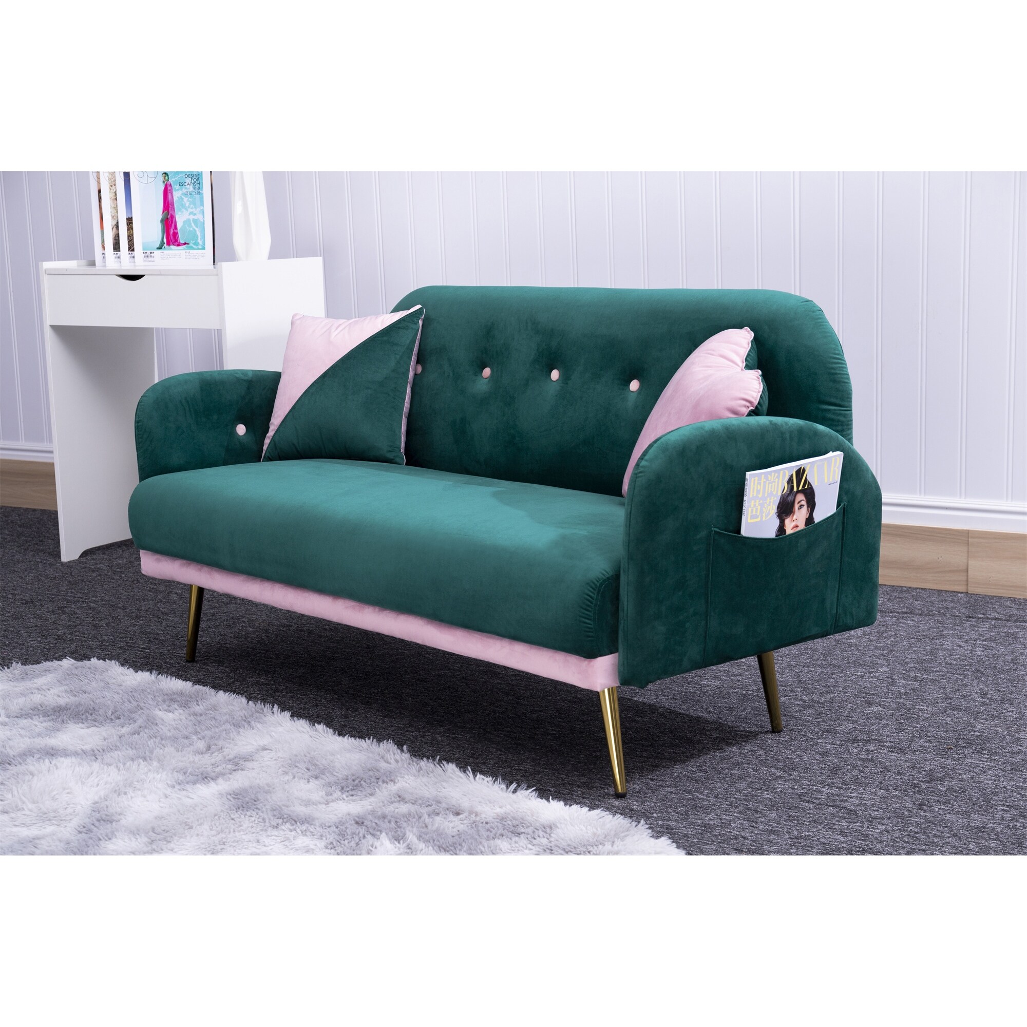 Velvet Sofa includes 2 Pillows for Small Spaces - Bed Bath & Beyond -  37251150