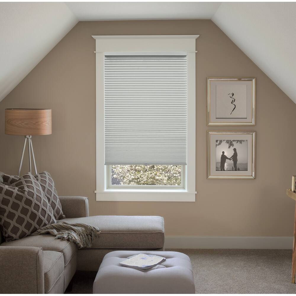BlindsAvenue Custom 3/4" Pleat, Cordless Cellular Shades, Color Pale Gray, Blackout Fabric