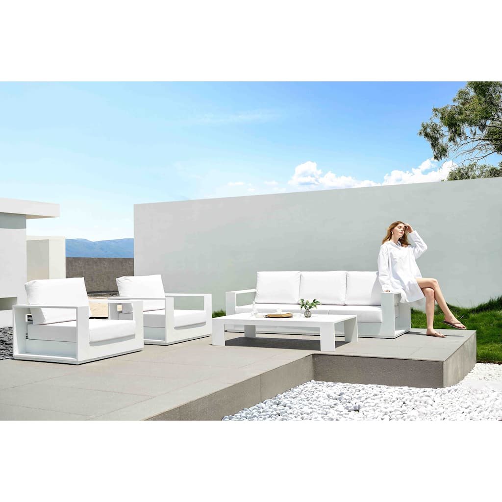 Faena White 4-Piece Aluminum Outdoor Conversation Seating Set