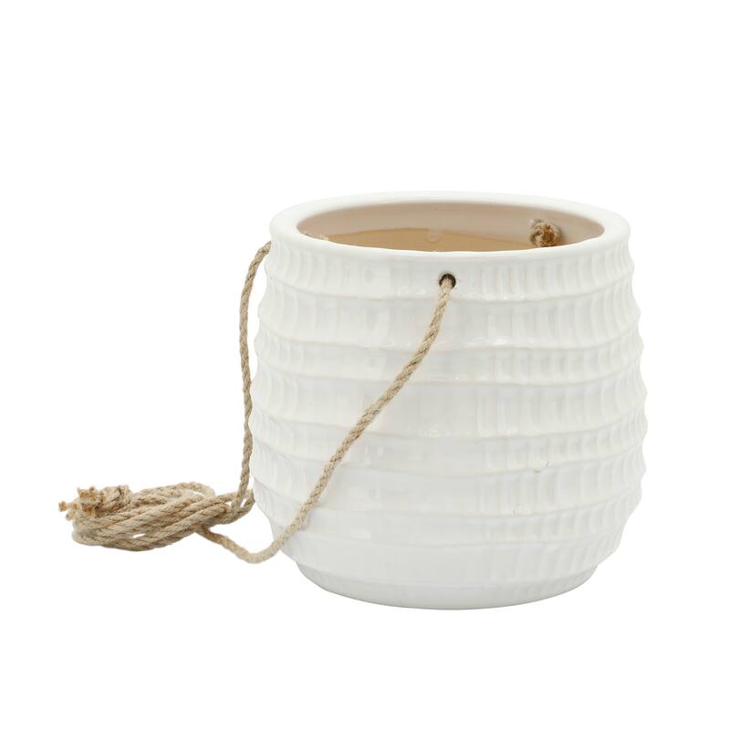 Sagebrook Home Neutral Textured Ceramic Hanging Planter