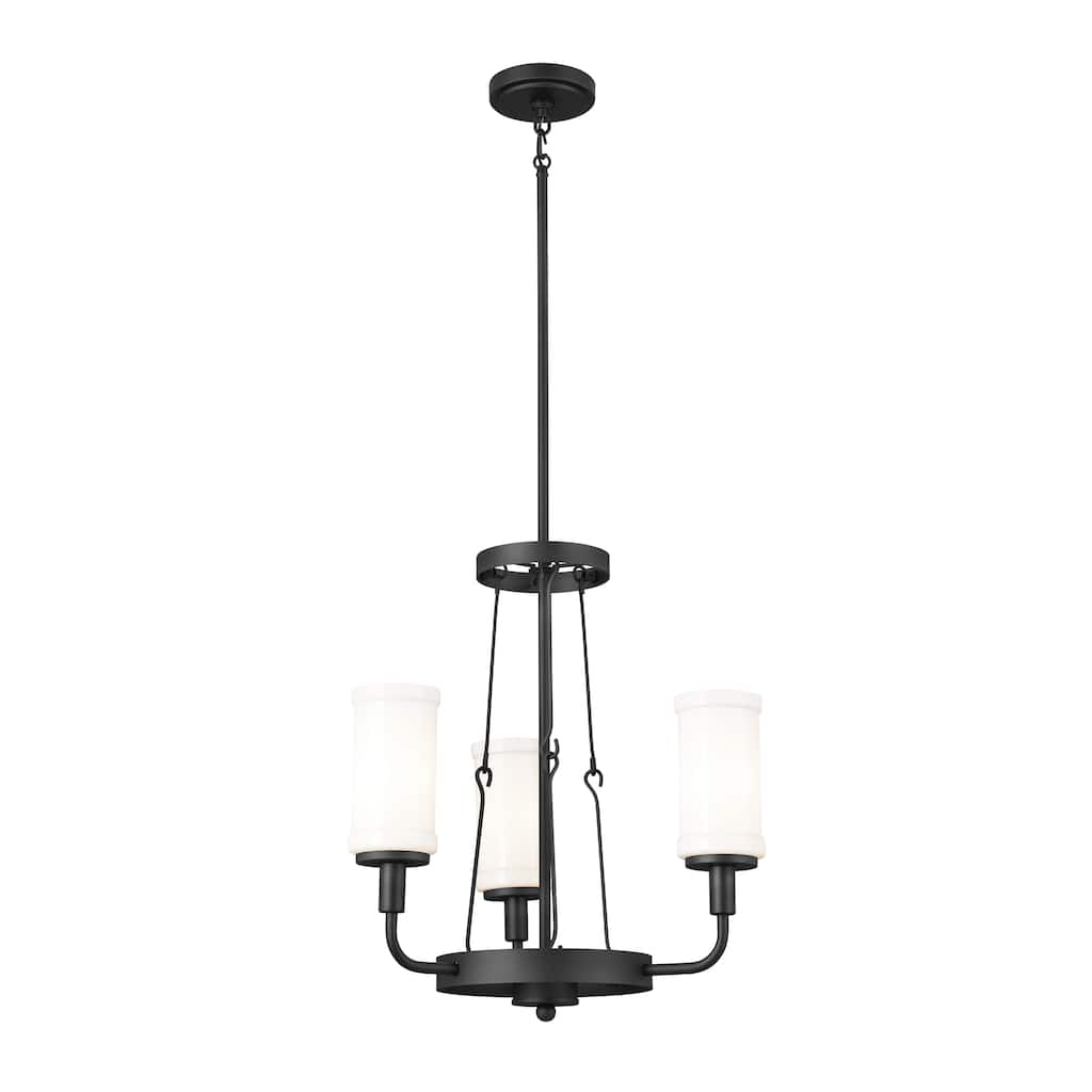 Kichler Lighting Vetivene 19 inch 3-Light Chandelier Textured Black with Opal Glass