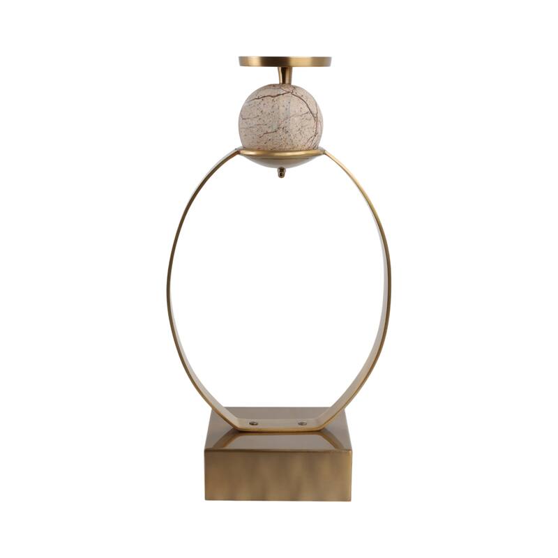 Candle Holder - Metal with Marble Sphere