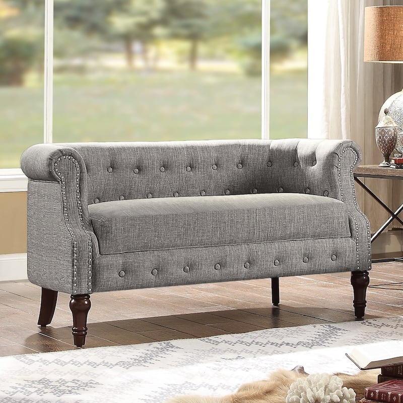 Alejandro Chesterfield 55'' Linen Rolled Arm Loveseat