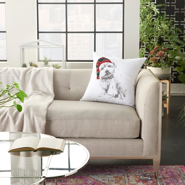 Blue 18x 18 One Bella Casa Holiday Wishes Dog Throw Pillow by Dog is Good Blue 18x 18 One Bella Casa Holiday Wishes Dog Throw Pillow by Dog is Good