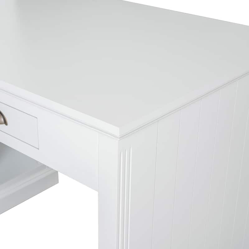 Computer Desk with Open Shelves & LED Lighting, Workstation with Storage Shelf, Freestanding Wood Executive Desk