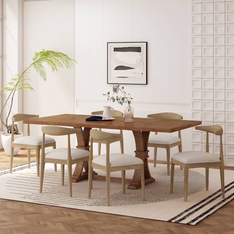Covey 7 Piece Dining Set by Christopher Knight Home - Beige/LightAsh/Natural