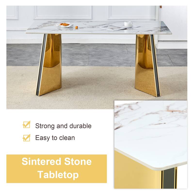 Dining Room Dining Table with Stainless Steel Butterfly Legs Office Table Accent Table Computer Table