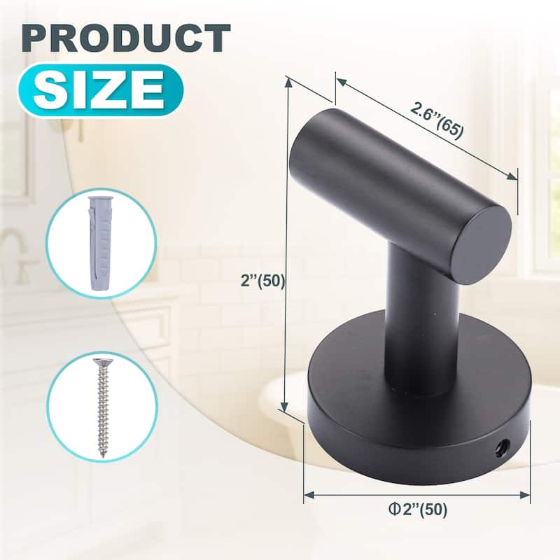 WOWOW Stainless Steel J-Hook Robe/Towel Hook 6-Pack