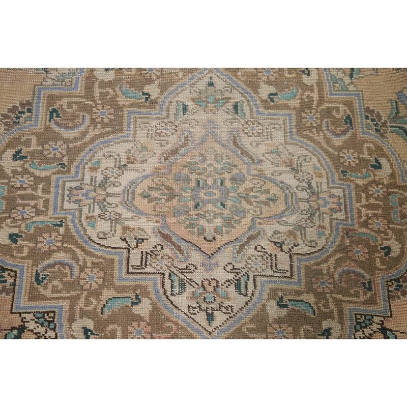 Pink Tabriz Persian Vintage Area Rug Hand-knotted Wool Carpet - 8'0" x 11'4"