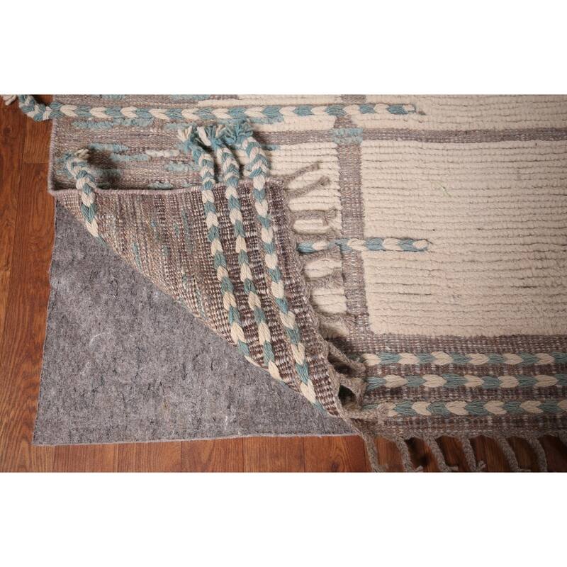 Ivory Moroccan Oriental Large Area Rug Handmade Bedroom Wool Carpet - 12'1"x 15'5"