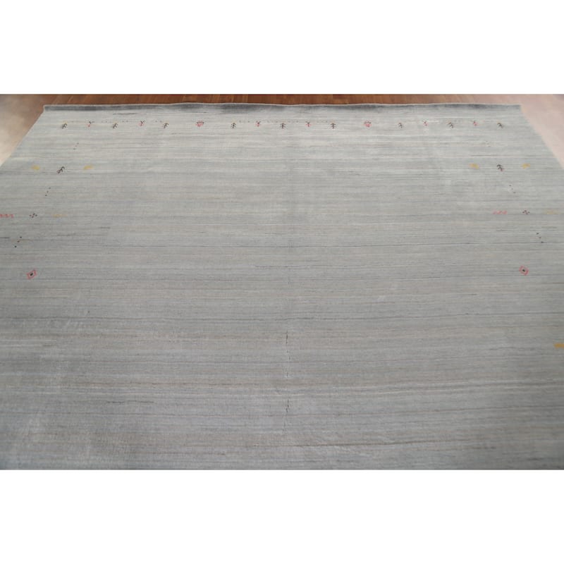Gabbeh Tribal Grey Area Rug Handmade Wool Carpet - 8'10"x 11'8"