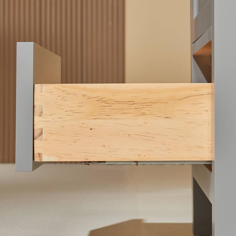 GDFStudio - Modern 18" Wood Freestanding Bathroom Vanity with Ceramic Top and Soft-Close Drawer, Fully Assembled