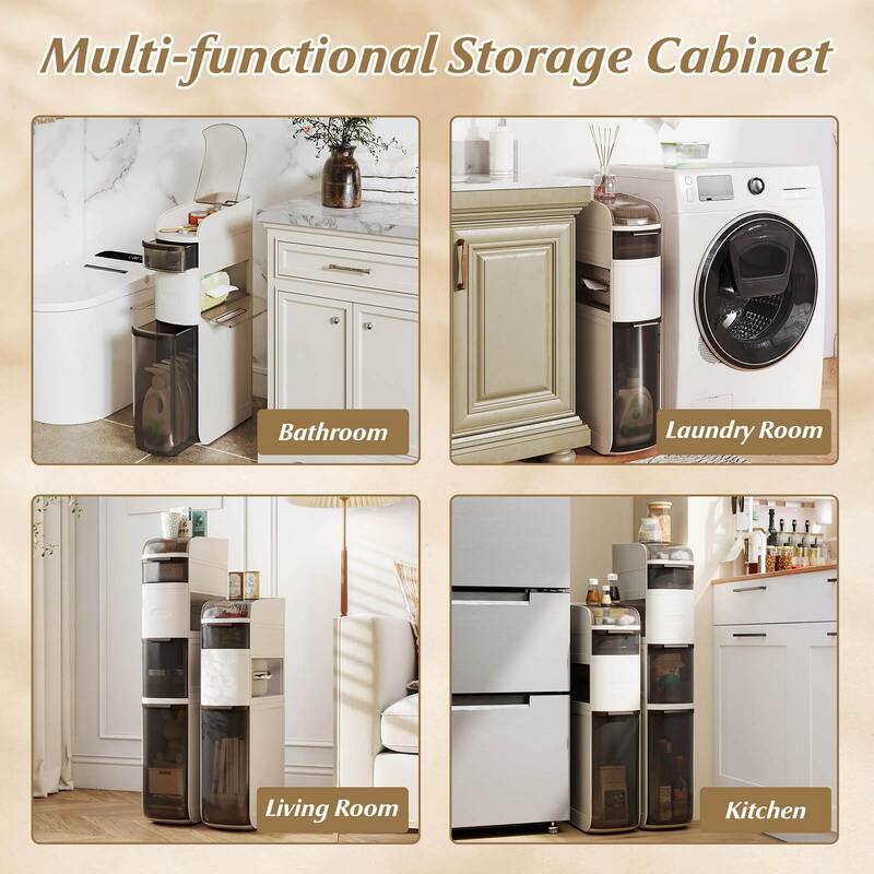 Costway 4-Tier Narrow Bathroom Storage Cabinet with Drawers Tissue Box - See Details