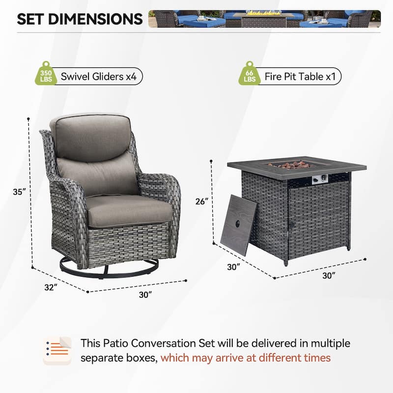 Pocassy Outdoor Swivel Chairs Patio Furniture Set