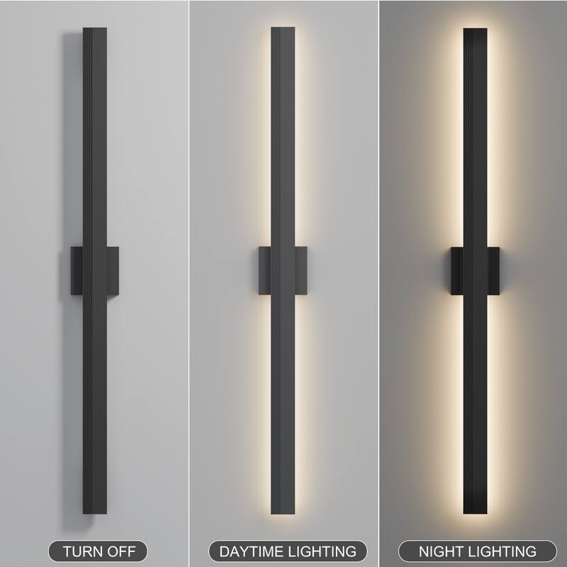 Aluminum LED Outdoor Wall Lights Matte Black with Linear Texture