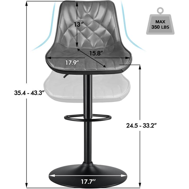 BOSSIN Bar Stools,Counter Heigh Faux Leather Adjustable Bar Stools with Back, Dining Chair